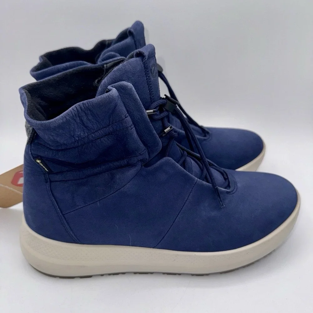 ECCO Solice Boots Women's Size 10 EU 41 Blue Waterproof‎ Leather
